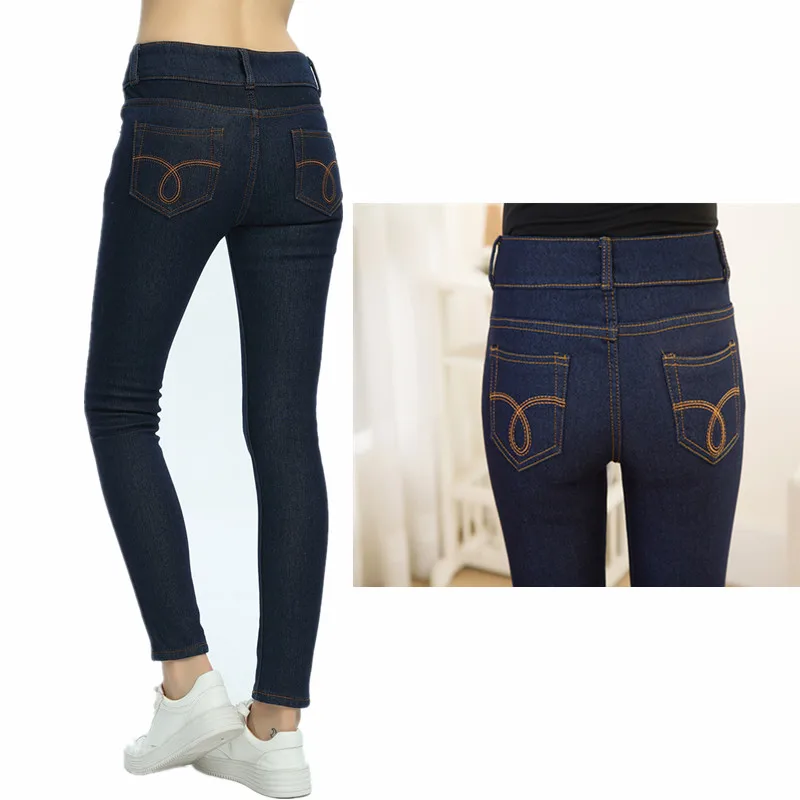 Buy WKOUD 2019 Winter Jeans Women Gold Fleeces Inside Thickening Denim Pants High Waist Warm Trousers Female Snow Jeans Pants P8018