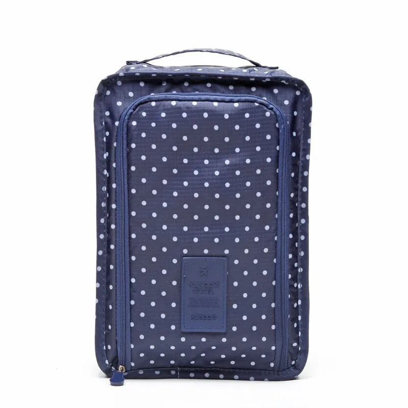 Новая нейлоновая дорожная сумка для хранения цветов, практичная портативная коробка для хранения пыли, сумка для обуви, разделители секций органайзер для хранения - Цвет: Blue dot