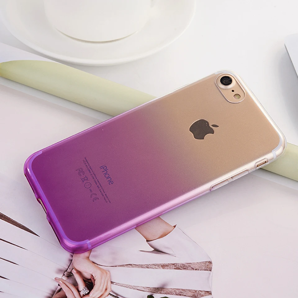 Градиент радужного цвета ТПУ чехол для iPhone 7 SE 5 5S 6 S 8 Plus X силиконовый OnePlus One 3 T