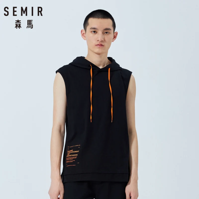 

SEMIR Vest men 2019 summer new sports hooded printed vest men's vest sleeveless waistcoat