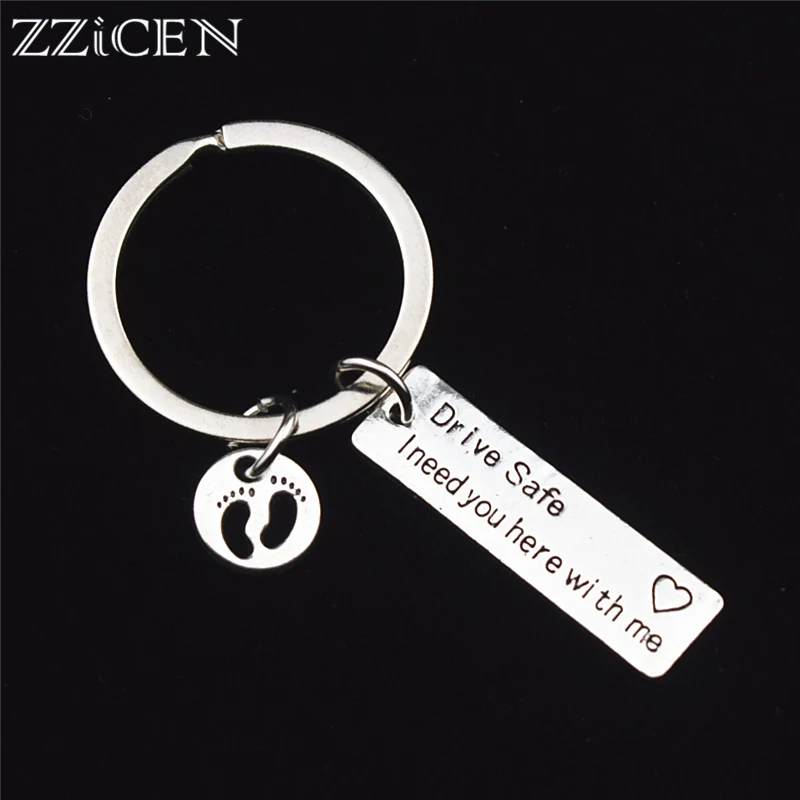 Fashion Key Chain Engraved Drive Safe For Couples Girlfriend Jewelry Gifts Key