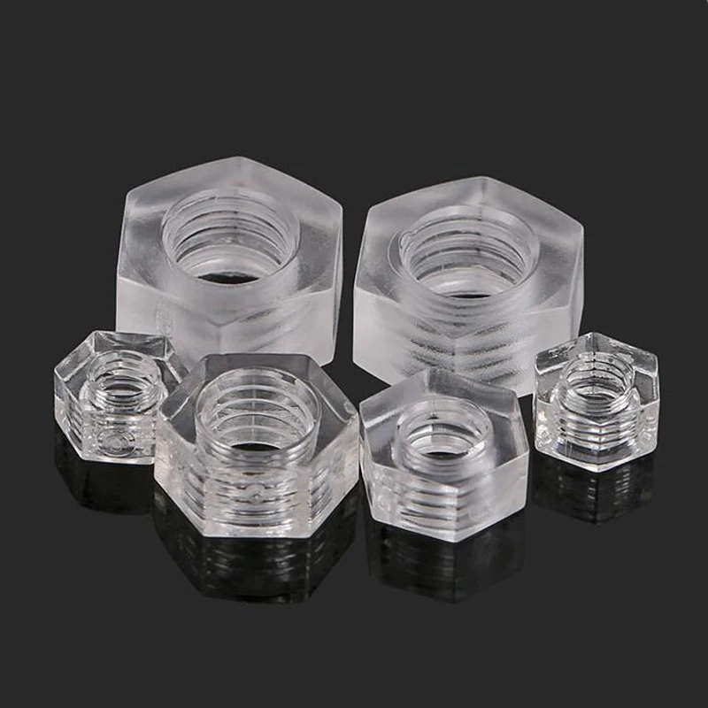 

Nuts Hex Transparent Acrylic Metric Nut Hexagon Threaded Plastic Nuts M3 M4 M5 M6
