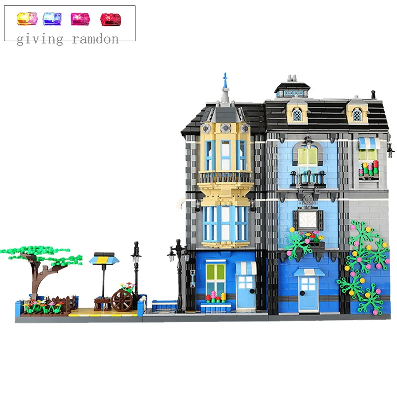 

Creator City Garden Coffee House Corner Store With lights Building Blcoks Toys For Children Compatible Creator