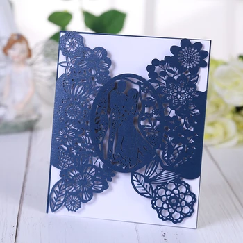 

10Packs Wedding invitations Lace design wedding cards laser cut paper cards announcement greeting postcards for wedding birthday