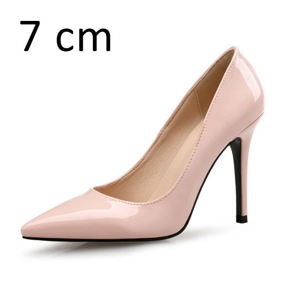 Брендовая обувь на высоком каблуке; женские туфли-лодочки из натуральной кожи; обувь для вечеринок; женская обувь с острым носком; сезон весна-осень; женские туфли-лодочки размера плюс; Цвет Черный - Цвет: Pink Pumps 7cm
