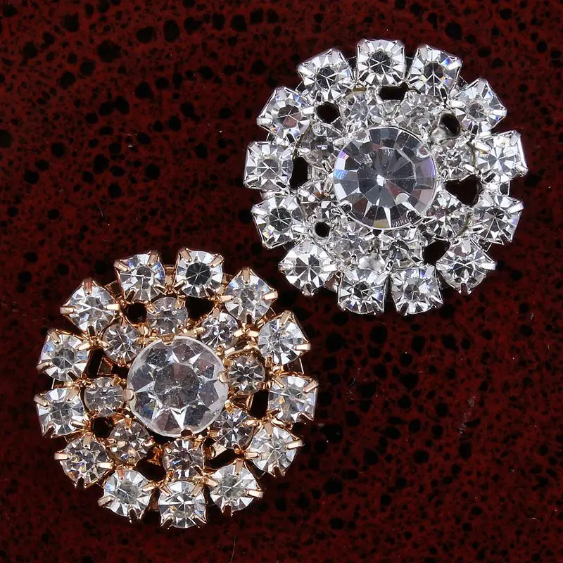 

10PCS Handmade Vintage Metal Decorative Buttons Crystal Pearl Flower Center Alloy Flatback Rhinestone Buttons Craft Supplies