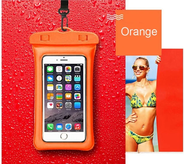 Orange Runseeda 6 дюймов плавающая подушка безопасности, водонепроницаемая сумка для плавания, чехол для мобильного телефона, чехол для мобильного телефона, для плавания, дайвинга, серфинга, пляжа - Цвет: Orange