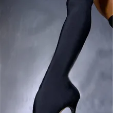 Новые сапоги до колена из эластичной ткани женские сапоги с вырезами и открытым носком женские сандалии-гладиаторы на высоком каблуке женские ботинки Botas Mujer