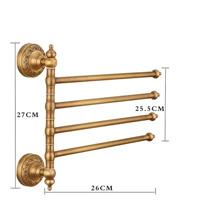 Стопа резьба по поверхности античная бронза отделка Медь вешалка для полотенец подвижный банное полотенце Металлическая Полка для полотенец 2/3/4 Бары