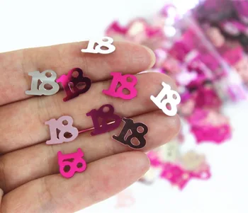 

800pcs pink & Silver number 18 GLITZ 18th birthday CONFETTI Celebration Party Decoration foil sprinkles black mixture supplies