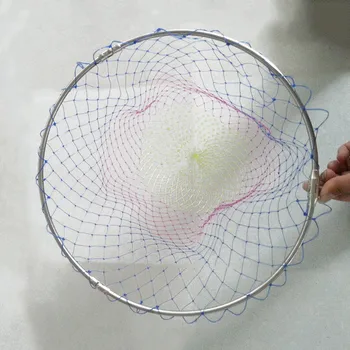 

Stainless Steel Brailer Head Round Glue Wire Mesh Folding Fishing Net Bag Sniggle Monofilament 50cm &T8
