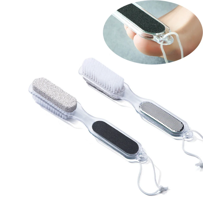 4 in 1 Foot cleaning brush Foot Brush Callus Remover with Plastic Handle Pedicure Tool