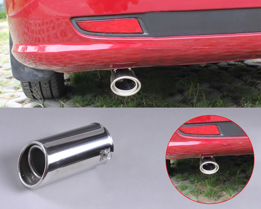 

DWCX 2x 63mm 304 Stainless Steel Chrome Car Exhaust Tail Muffler Rear End Tip Pipe for Subaru Forester 2008 2009 2010 2011 2012