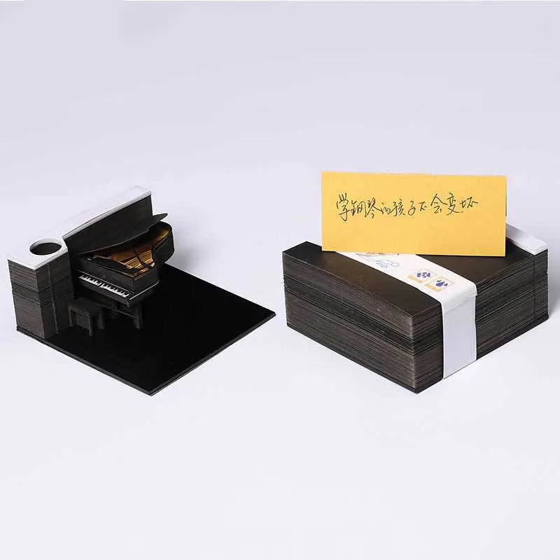 

Kids Classic Sticker Toys Label Paper Index Memo Pad Creative Laser 3D Piano Model Paper Sculpture School Stationary Supplies