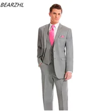 Костюм на заказ Мужские костюмы жениха светло-серые 3 шт смокинги для свадьбы