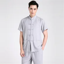 Шанхай история традиционная китайская одежда для мужчин Льняная мужская рубашка Тай чи рубашка Тан костюм рубашка для кунг-фу ханфу