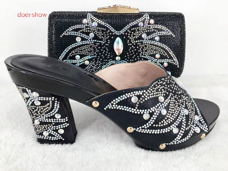 

doershow African Ladies shoes and bags to match set High quality shoes and bag for Italian design Hlu1-40