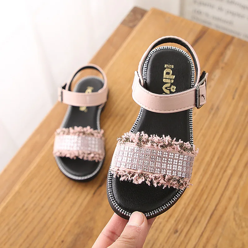 

Summer Girls Sandals Kids Beach Shoes Baby Girl Princess Shoes Fashion Children Rhinestone Sandals