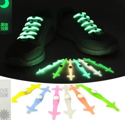 

12Pcs/Lot Fashion Unisex Women Men No Tie Shoelaces Elastic Silicone Luminous Shoe Lace All Sneakers Fit Strap Athletic Running