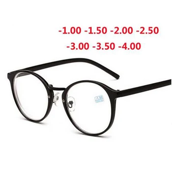 

Round Finished Myopia Glasses Women Men Ultralight Black Frame Short-sight Eyewear Prescription -1.0 -1.5 -2 -2.5 -3 -3.5 -4