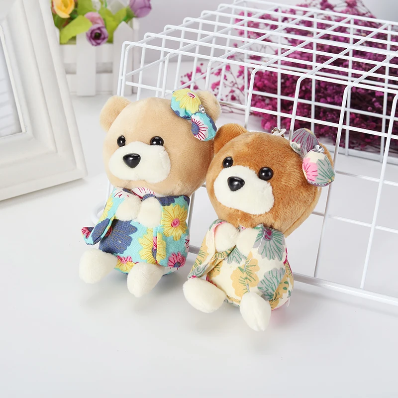 

Plush Keychain Ring Bear Pendant Infant Wind Chime Appease Doll Non Toxic Developing Toy Bag Charm Cute Cartoon Stuffed Toy Kids