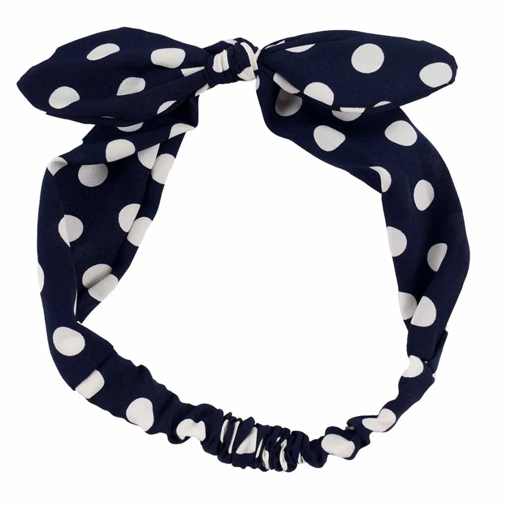 

2017 Super Cute Girls Women Polka Dots Headband Rabbit Ear Hairband Ladies Elastic Beach Hair Accessories