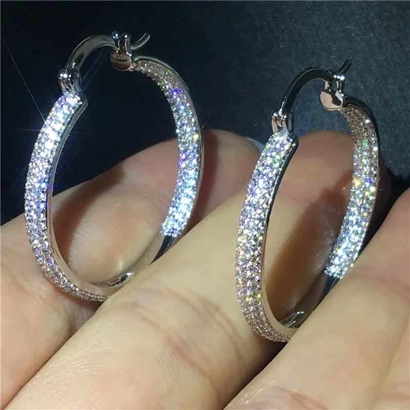 

Fashion Office Lady Drop Earring Silver color AAAAA Zircon Cz Party wedding Dangle Earrings for women Bridal Statement Jewelry