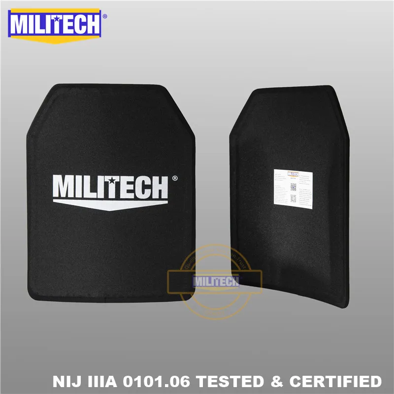 Perfect MILITECH Two Pcs Pair 11 x 14 Inches Shooters Cut NIJ IIIA 3A Ultra Light Weight Ballistic Panel Bulletproof Backpack PE Plate 1