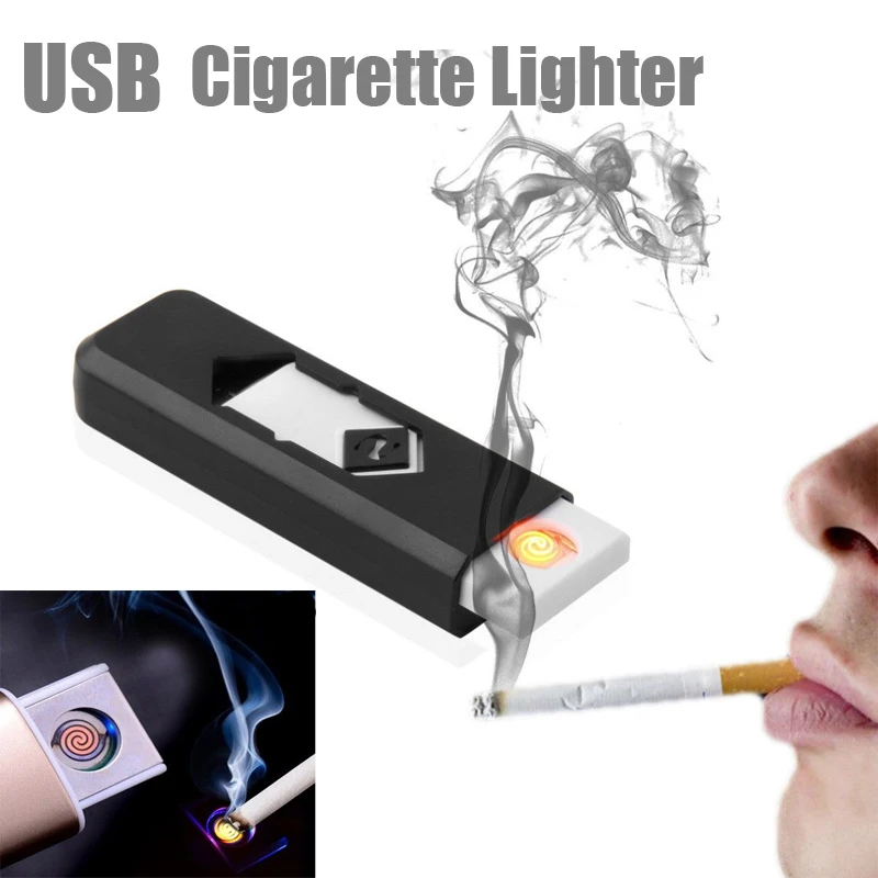 

Electronic USB Cigarette Lighter Windproof Ultra-thin No Gas USB Rechargeable Flameless Electric Arc Cigar Cigarette Lighter