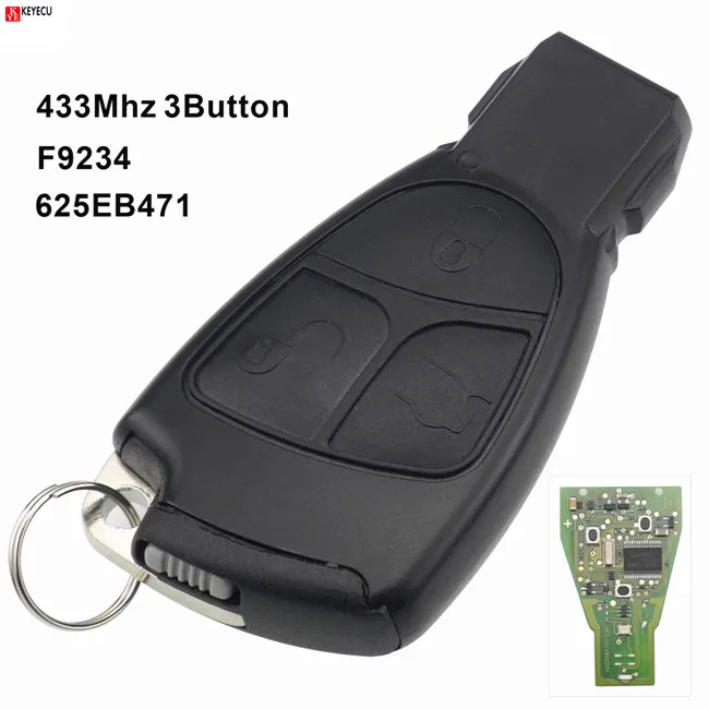 

Keyecu 433Mhz Smart 3 BUTTON Smart Remote Key 433Mhz Fob for MERCEDES BENZ C E S CLASS IYZ 3312
