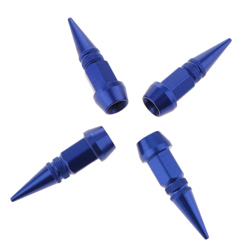 4 Pack 45MM Long Spike Style Polished Motorcycle Car Auto Bike Spike Shape Dustproof Tire Wheel Stem Valve Caps Multi Color 