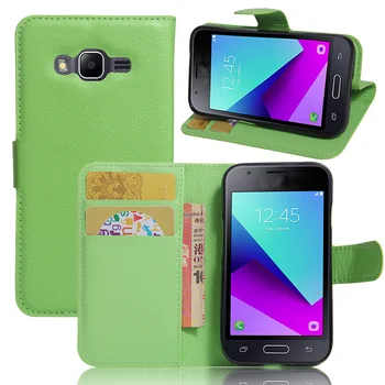 

10pcs/lot Litchi Pattern Flip Magnetic PU Leather Wallet Stand Case For Samsung J1 Mini Prime J106 Lychee Grain Cover