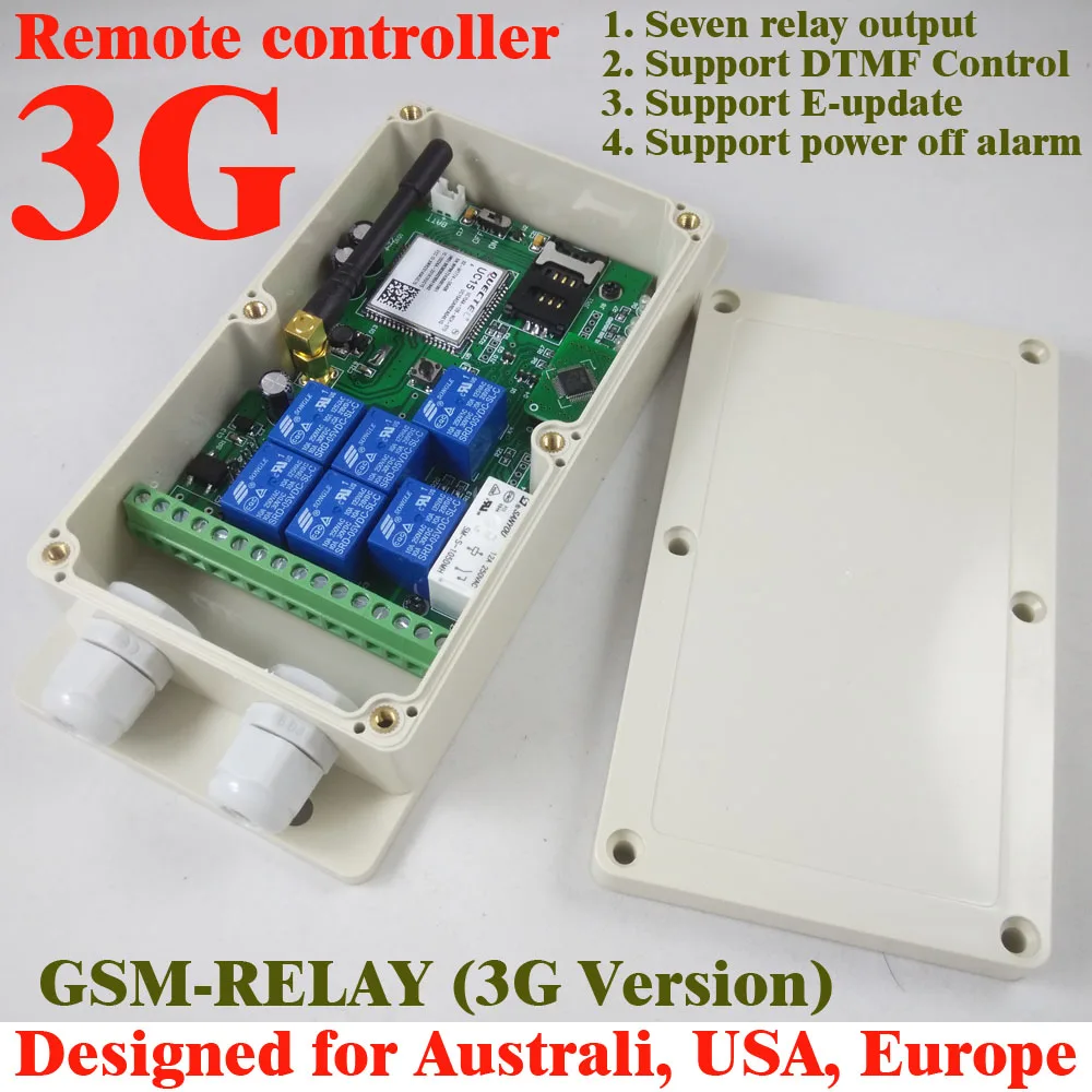 3G Version GSM RELAY GSM remote control box / Seven relay output /power