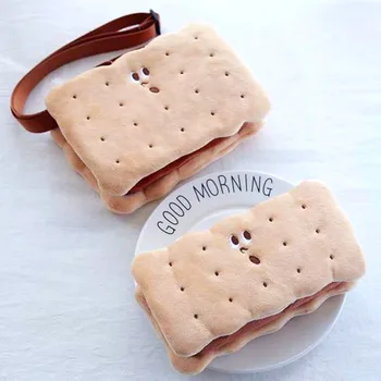 

candice guo! super cute plush toy creative funny cookie crossbody bag cosmetic bag hand bag birthday Christmas girl kid gift 1pc