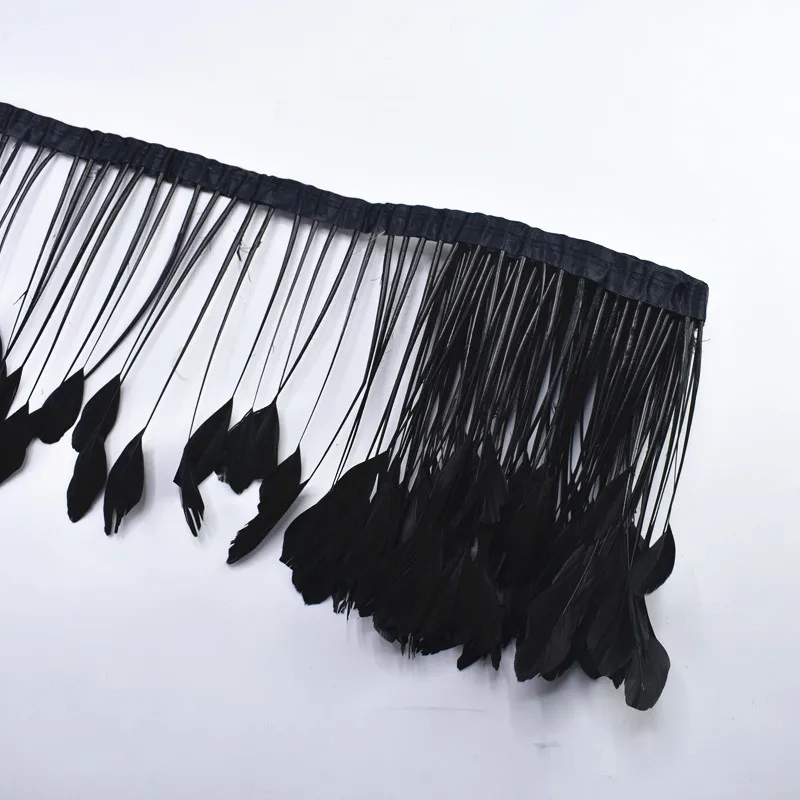 2 м/лот, черная полоска, хвост, гусиные перья, отделка, перья фазана, для рукоделия, ленты, костюмы, свадебные украшения - Цвет: Black
