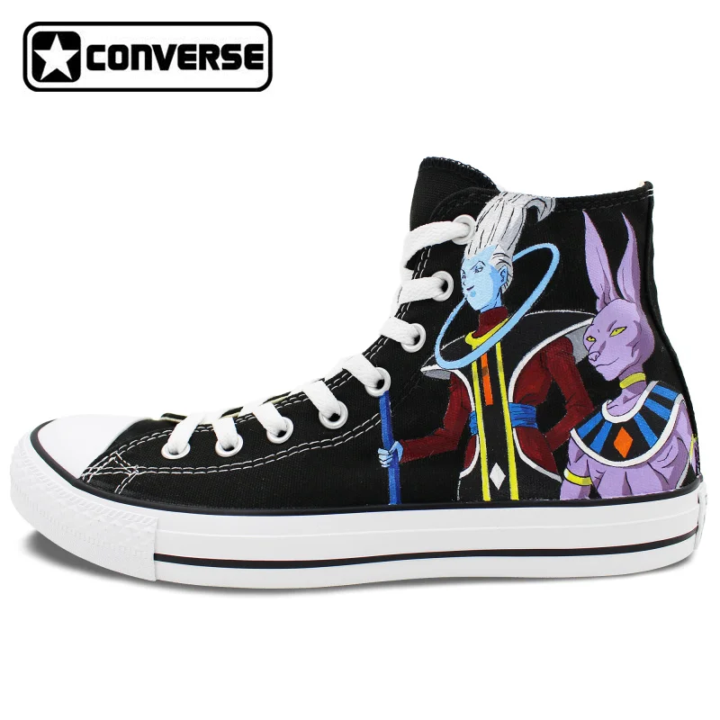 Prix pour Hommes Femmes Converse All Star Anime Dragon Ball Beerus Whis Custom Design Peint À La Main Chaussures High Top Noir Toile Sneakers Prix pour Hommes Femmes Converse All Star Anime Dragon Ball Beerus Whis Custom Design Peint À La Main Chaussures High Top Noir Toile Sneakers
