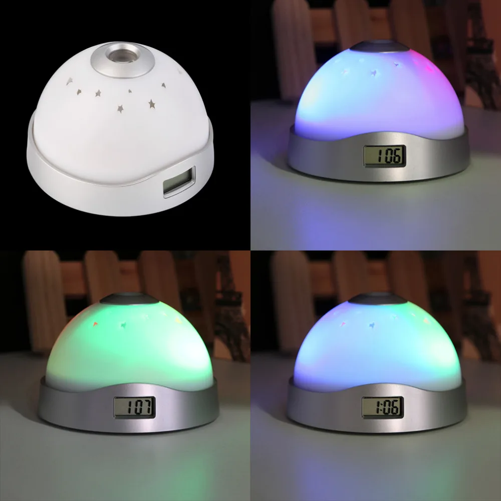 Magic Led Projection Alarm Clock Night Light Starry Sky Star Digital Color Changing Clocks RGB Night Light Alarm Despertador secret agent alarm clock projection gun
