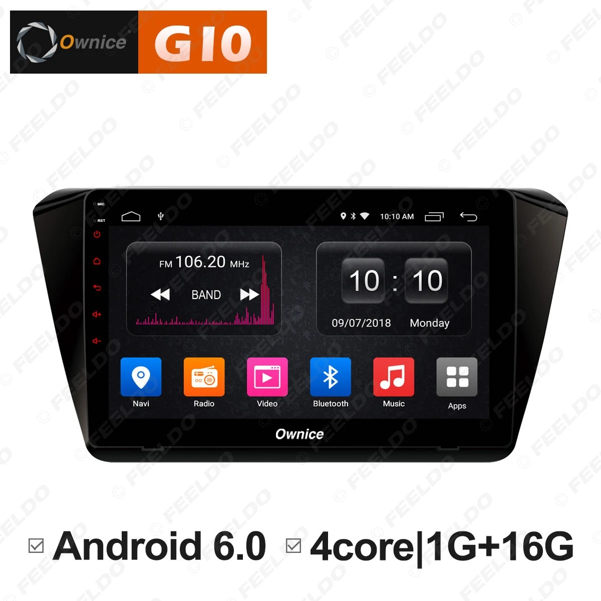 Top FEELDO  10.1" Android 6.0 4-Core/DDR3 1G/16G/Support 4G Dongle Car Media Player With GPS/FM/AM RDS For Superb 2016 (Superb B8) 0
