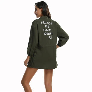 

New Fashion Women Casual Autumn Coats Outwear Trench Female Casual Street Wear Outwear Letter Printed Lady Trench Windbreaker