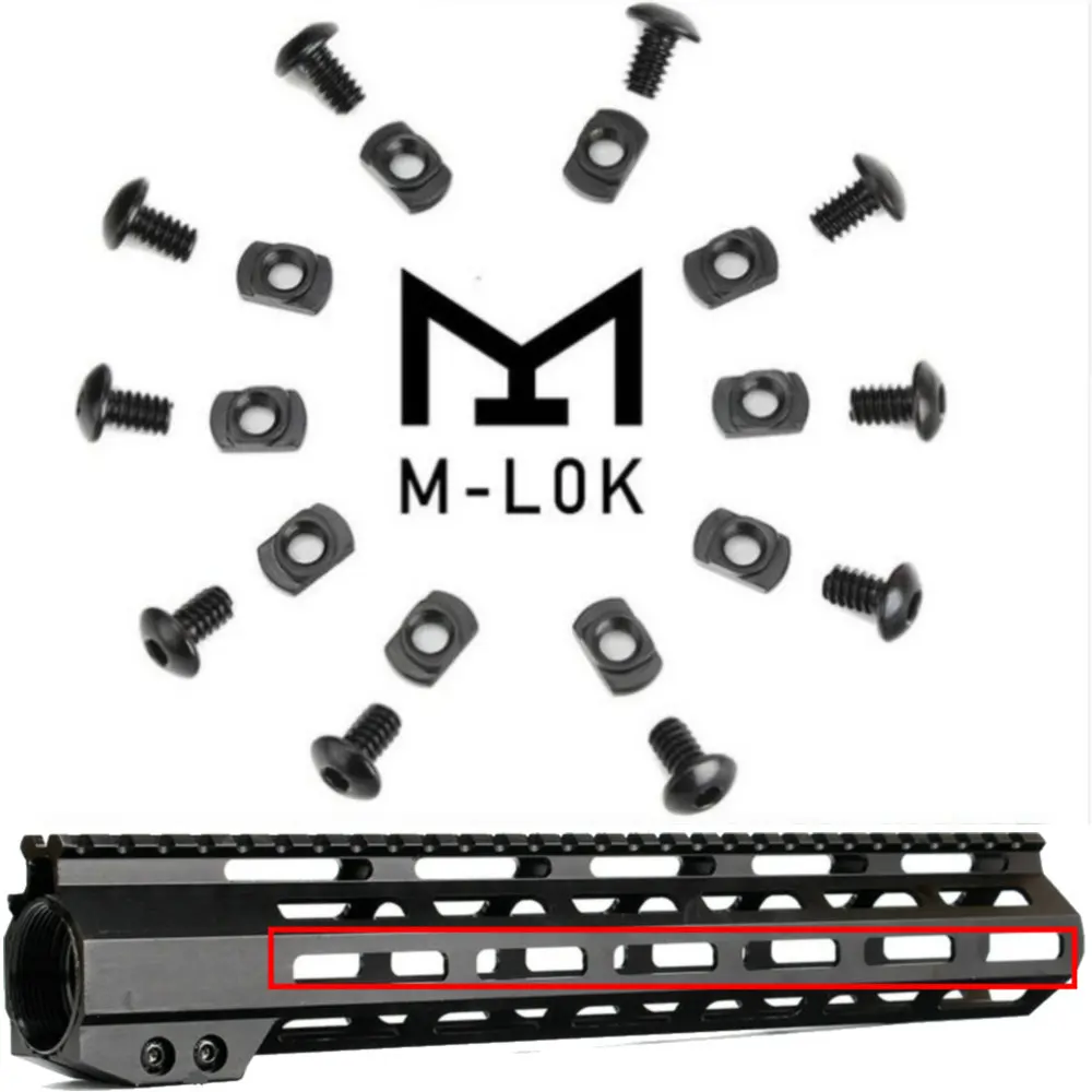 M-LOK T-الجوز الصلب القياسية المسمار الجوز استبدال مجموعة ألين وجع ل Handguard السكك الحديدية أقسام 10 مجموعات (المسمار + المكسرات) /حزمة