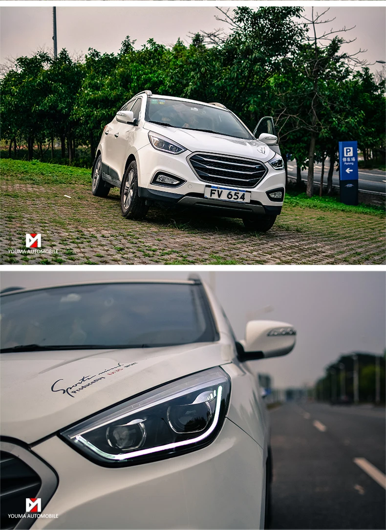 Автомобильный Стильный чехол на голову для hyundai IX35 фары 2010-2013 светодиодный IX35 IX35 фары DRL Объектив Двойной Луч Биксенон HID