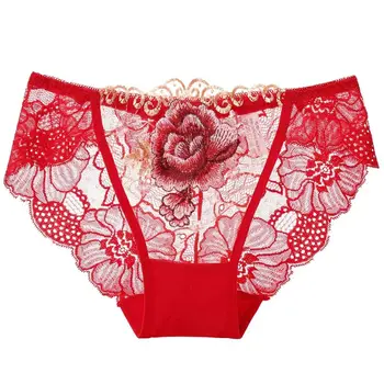

Comfortable Underwear Female Transparent Briefs Maternity Clothings Intimates Female Thin Lace Embroidered Underwear