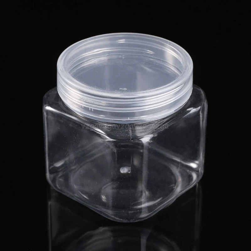 واضح حاوية PET جرة وعاء زجاجة ل DIY الوحل كلاي ماكياج التجميل كريم مسمار مربع مربع مع غطاء F16 19 دروبشيب