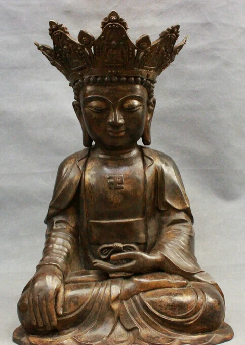 

USPS to USA S1201 21" Tibet Classical Bronze Temple Pray Bless Shakyamuni Sakyamuni Buddha Statue (B0328)