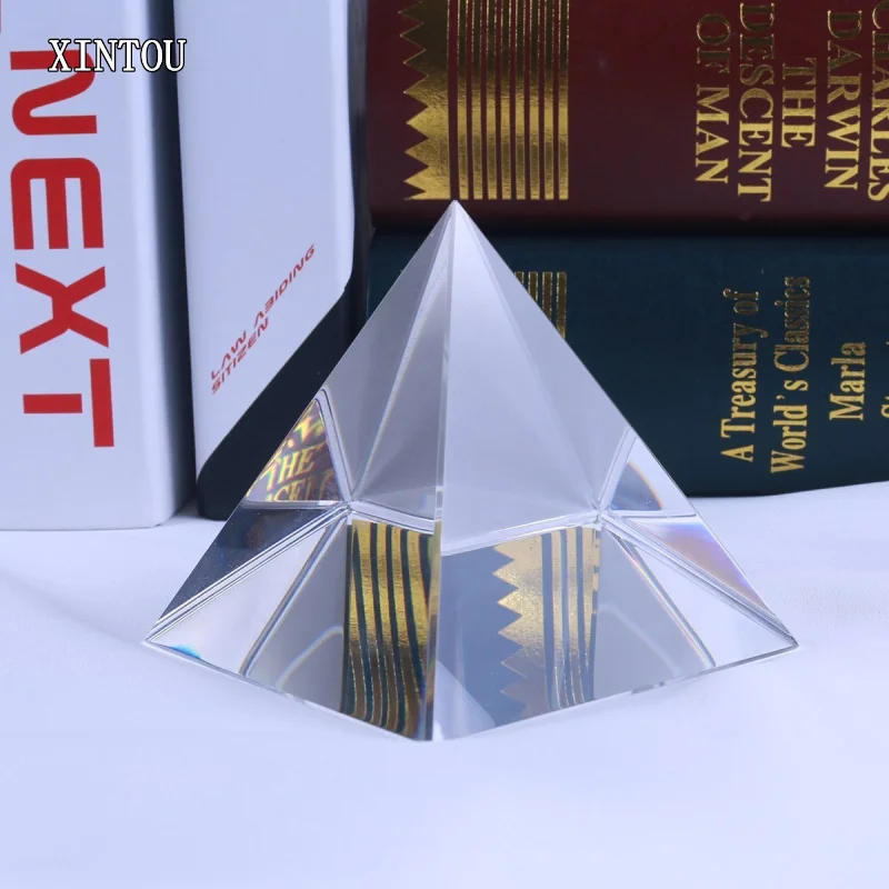 XINTOU 5 см Хрустальная стеклянная призма, пирамида пресс-папье энергетическая исцеляющая египетская Строительная модель фэн-шуй пирамиды миниатюрные фигурки
