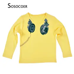 Sosocoer Детская футболка с длинными рукавами для мальчиков Детская осенняя одежда наряды мультфильм наушники узор Обувь для мальчиков