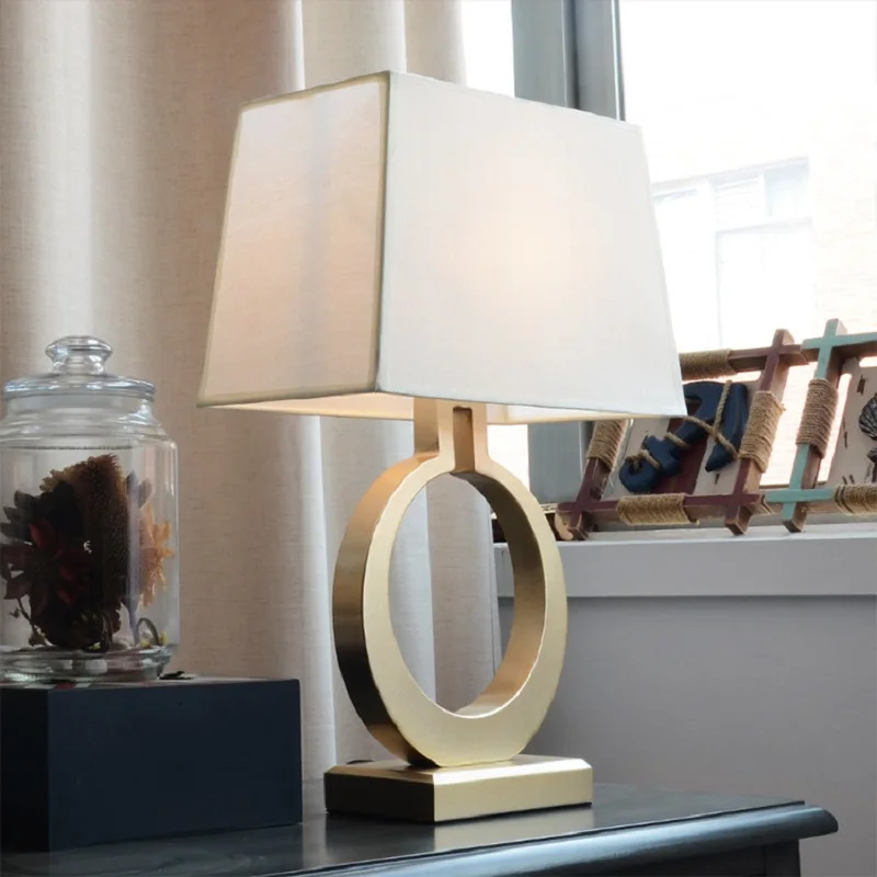 Us 97 01 5 Off Lukloy Modern Led Table Lamps White Rectangular Shade For Living Room Family Bedroom Bedside Office Gold Metal Nightstand Lamp In Led