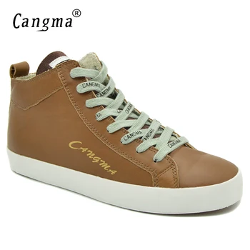 

CANGMA Designer Woman's Casual Shoes Sneakers For Girls Genuine Leather Shoes Mid Women Adult Footwear Female Brown Trainers