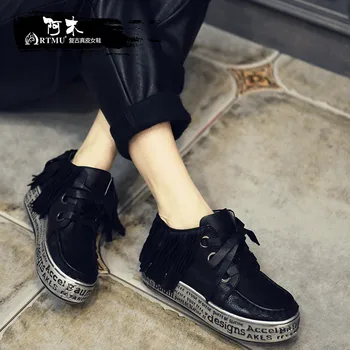 

Artmu New Retro Fringe Women Shoes Cowhide Platform Lace-up Casual Shoes Handmade Genuine Leather Shoes S22602