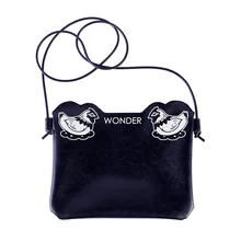 Высокое качество Девушка Черный Кожа PU Сумки через плечо с мультфильм животных печати для молодых леди Повседневное сумка и сумки f389